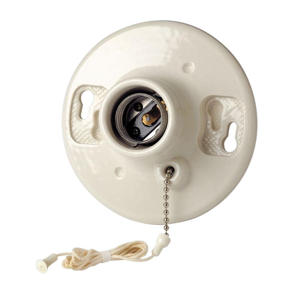 Leviton Pull Chain Ceiling Lampholder, WhiteR502981600C The Home Depot