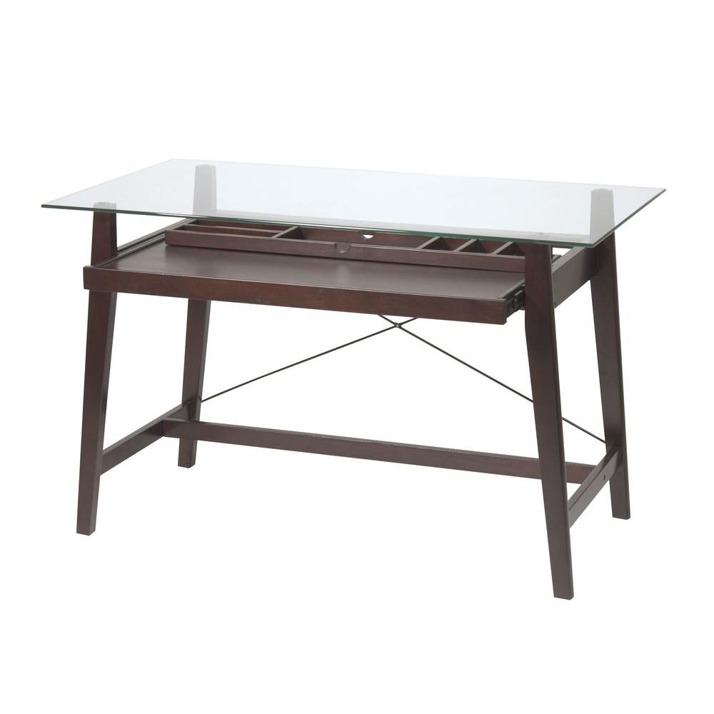 OSPdesigns Glass Top and Espresso Base Desk by OSPdesigns