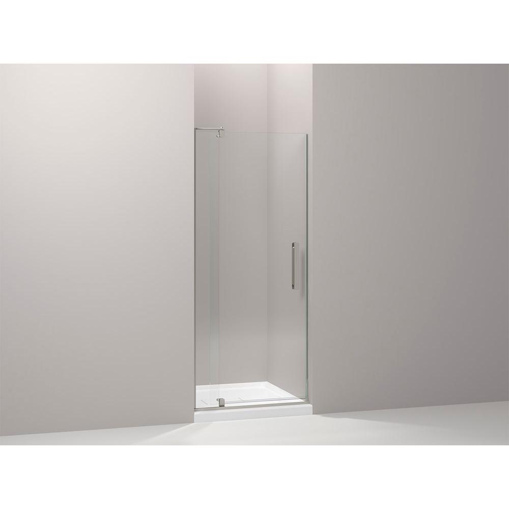 Kohler Revel 31 1 8 In W X 70 H Frameless Pivot Shower Door Anodized Brushed Nickel With Handle