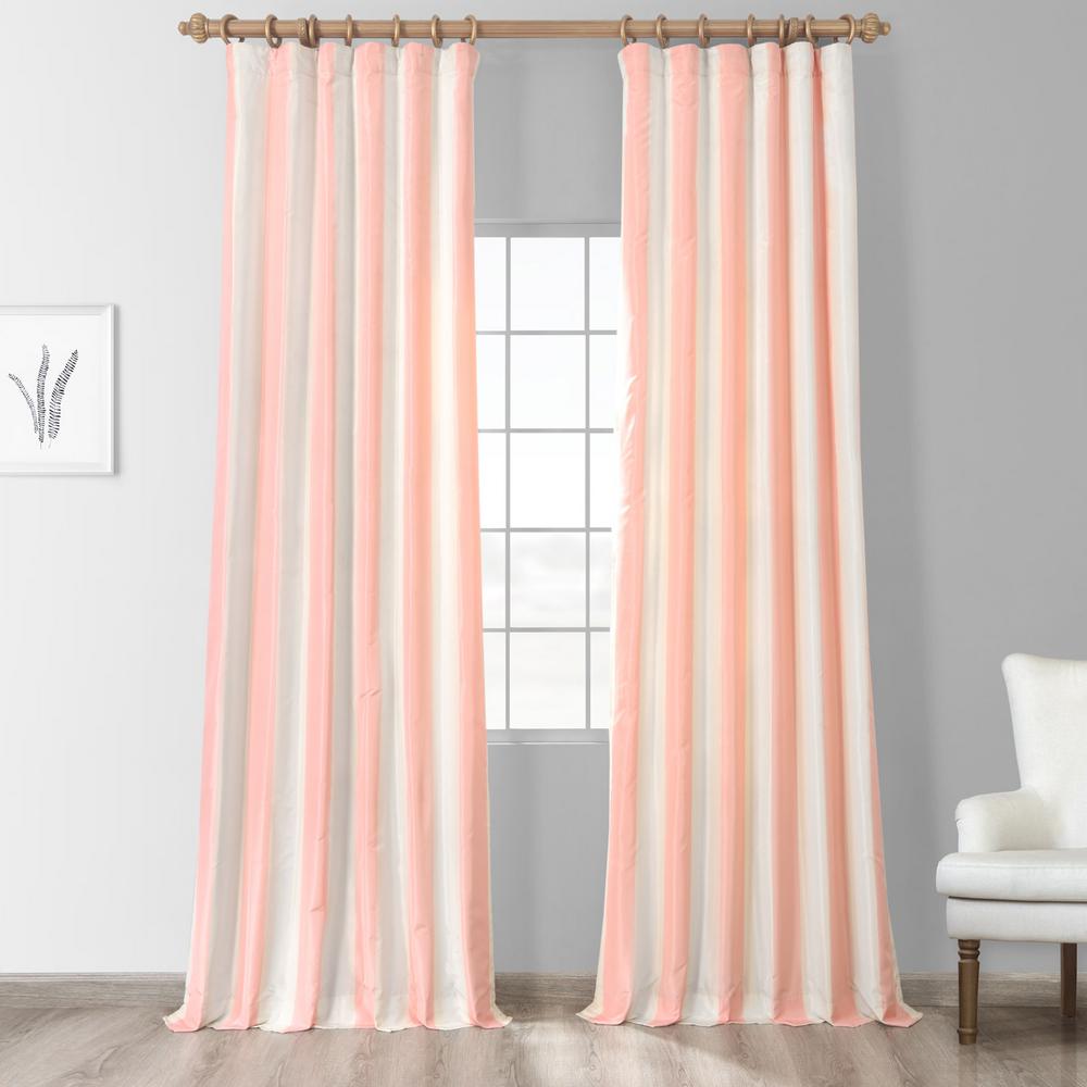 Exclusive Fabrics Furnishings Annabelle Multi Colored Room Darkening Faux Silk Taffeta Stripe Curtain 50 In W X 108 In L