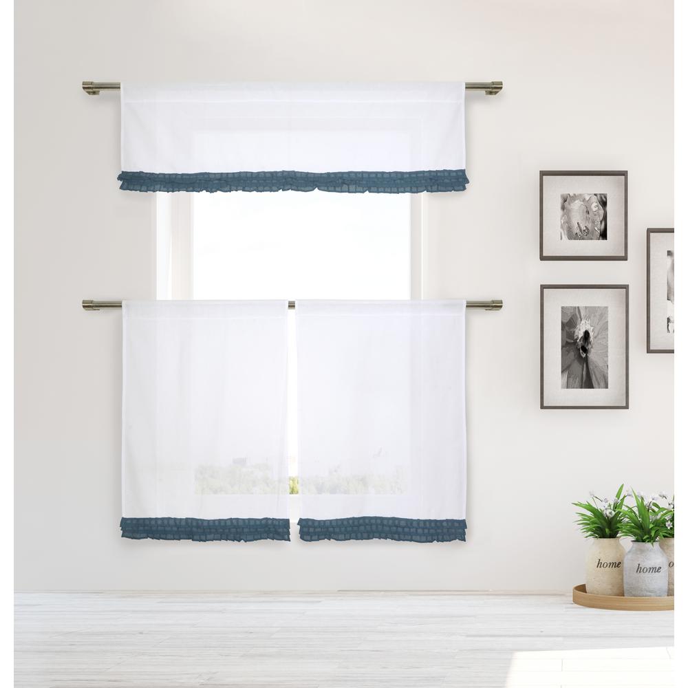 Duck River Shilah Kitchen Valance In Aqua Blue 15 In W X 58 In L