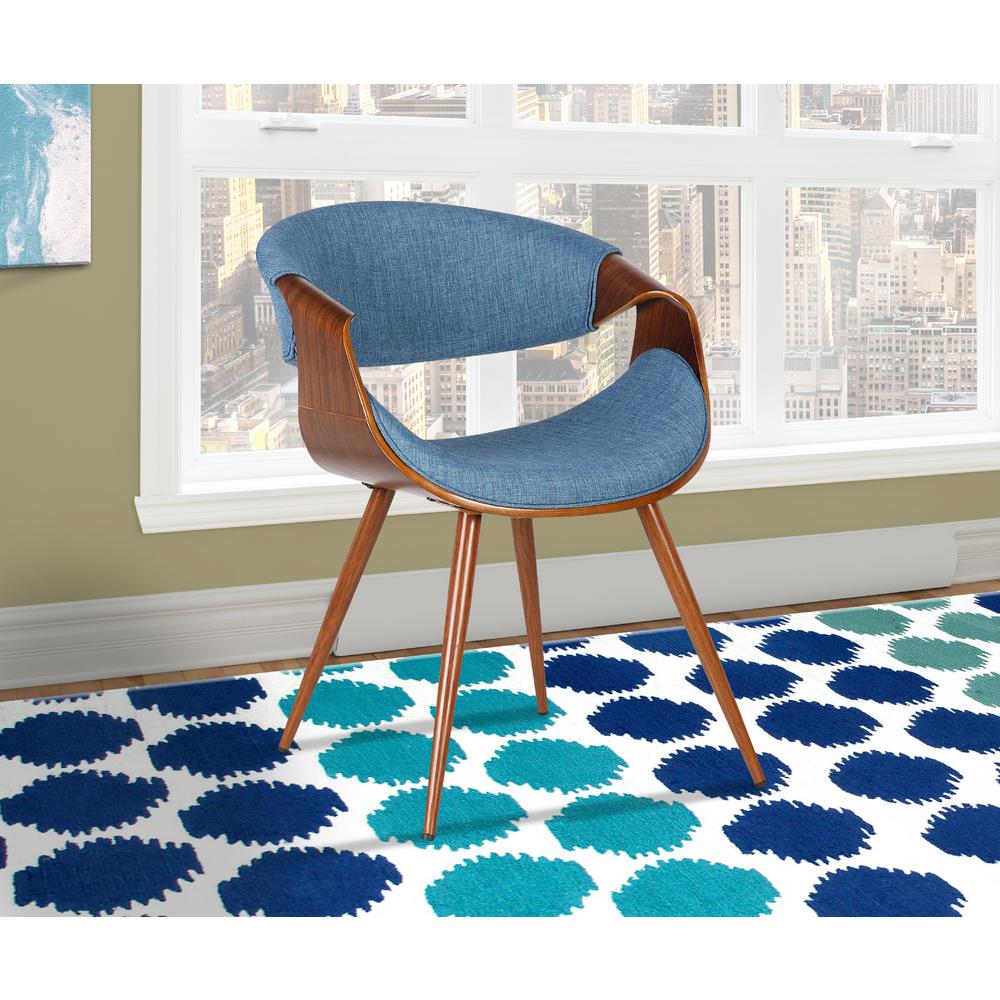 Armen Living Butterfly 29 In. Blue Fabric And Walnut Wood Finish Mid ...