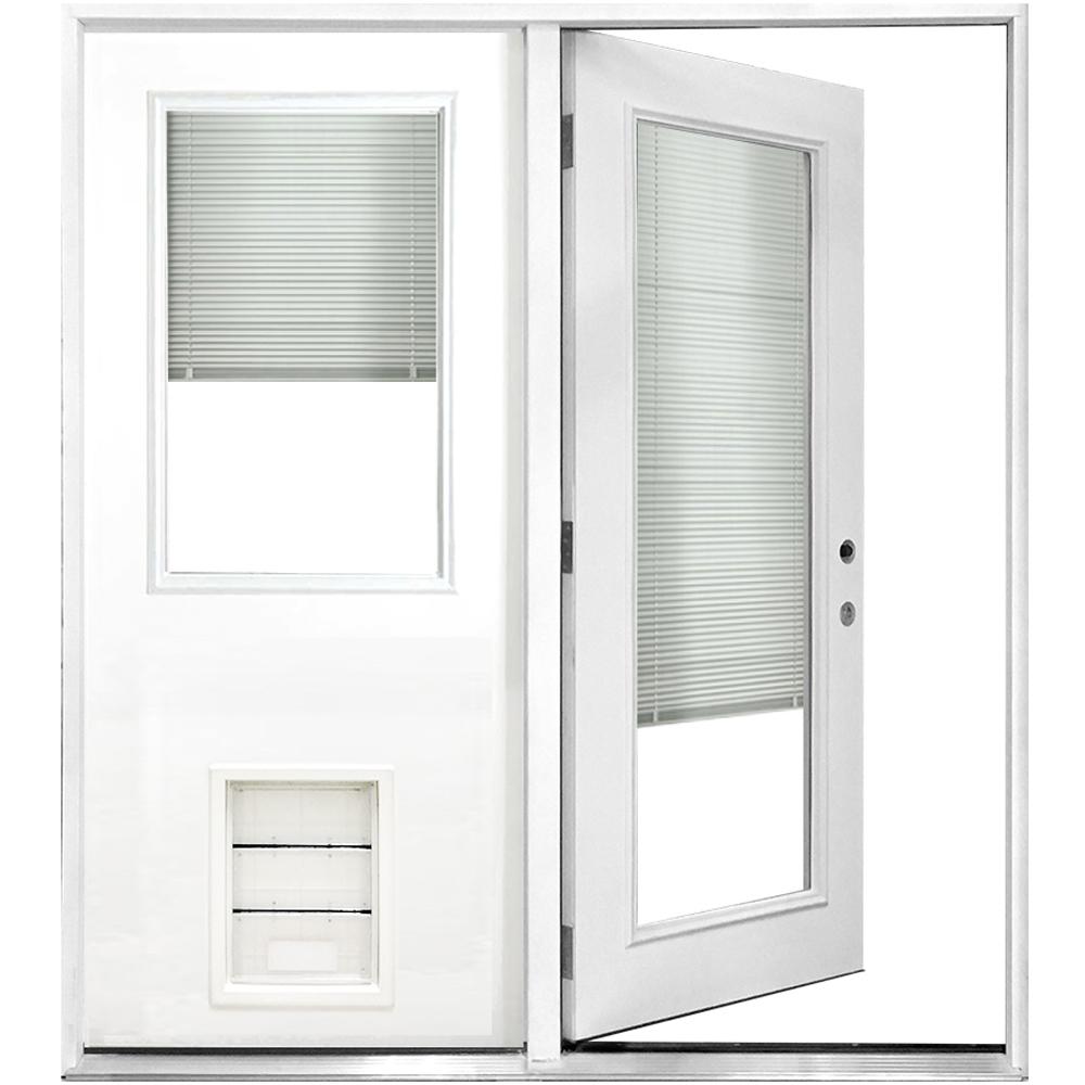 Steves & Sons 72 in. x 80 in. MiniBlind White Primed Prehung LeftHand