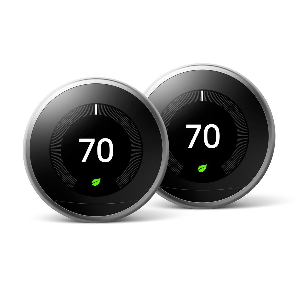 UPC 813917020012 product image for Google Nest Learning Thermostat 3rd Gen in Stainless Steel (2-Pack), Silver | upcitemdb.com