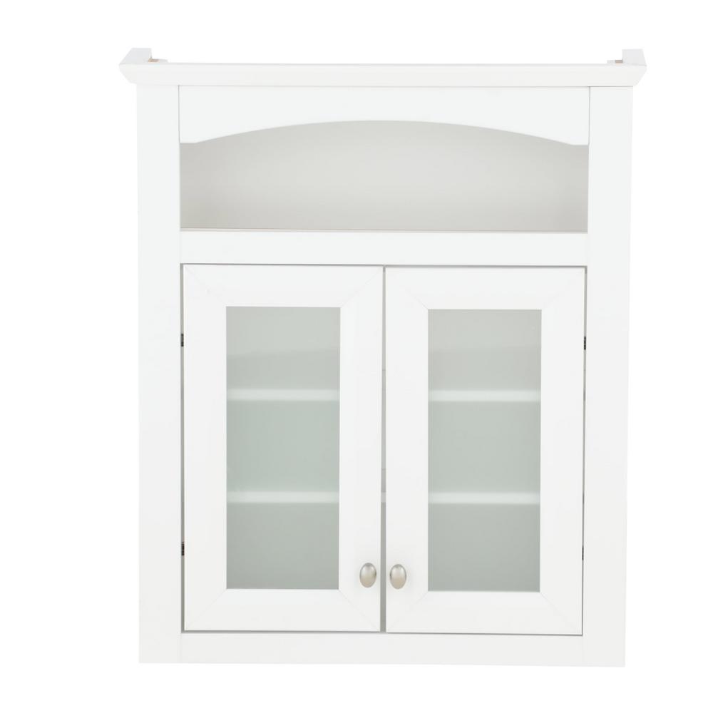 Glacier Bay Modular 24 3 5 In W X 29 In H X 6 9 10 In D Bathroom Storage Wall Cabinet With Frosted Glass In White Ttdecfg Wht The Home Depot