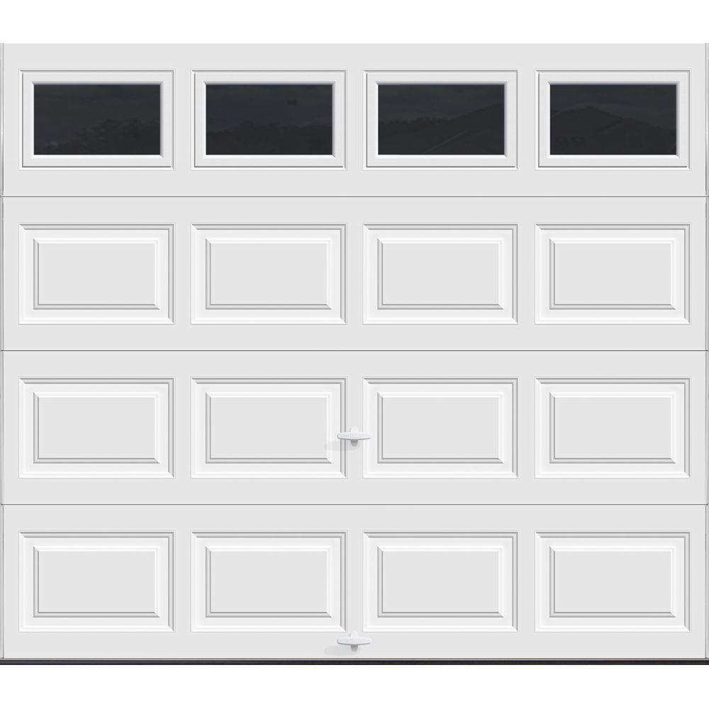 Classic Collection 8 Ft X 7 Ft 12 9 R Value Intellicore Insulated White Garage Door With Plain Windows