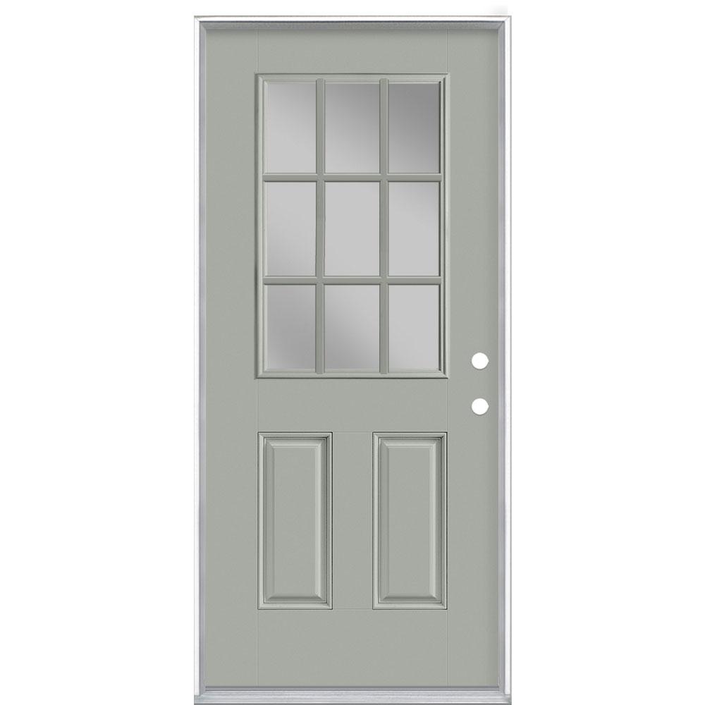 Masonite 36 In X 80 In 9 Lite Silver Cloud Left Hand Inswing