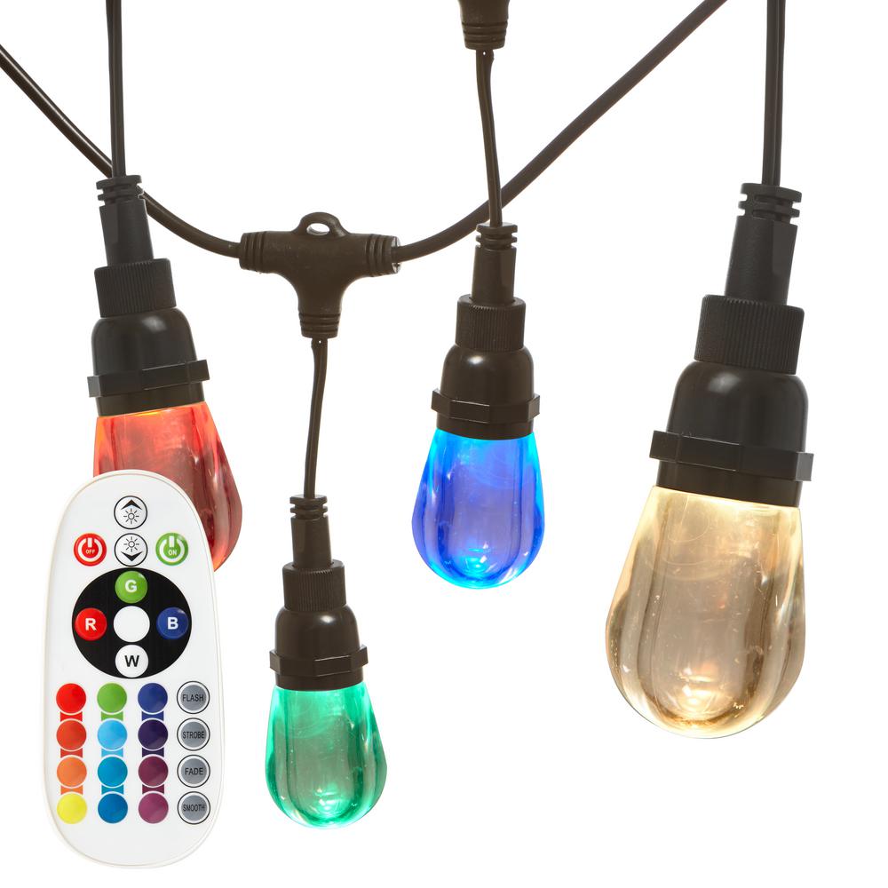 Plug In Outdoor Specialty Lighting The Home Depot 5 Watt Led Remote Controlled Color Changing Cafe String