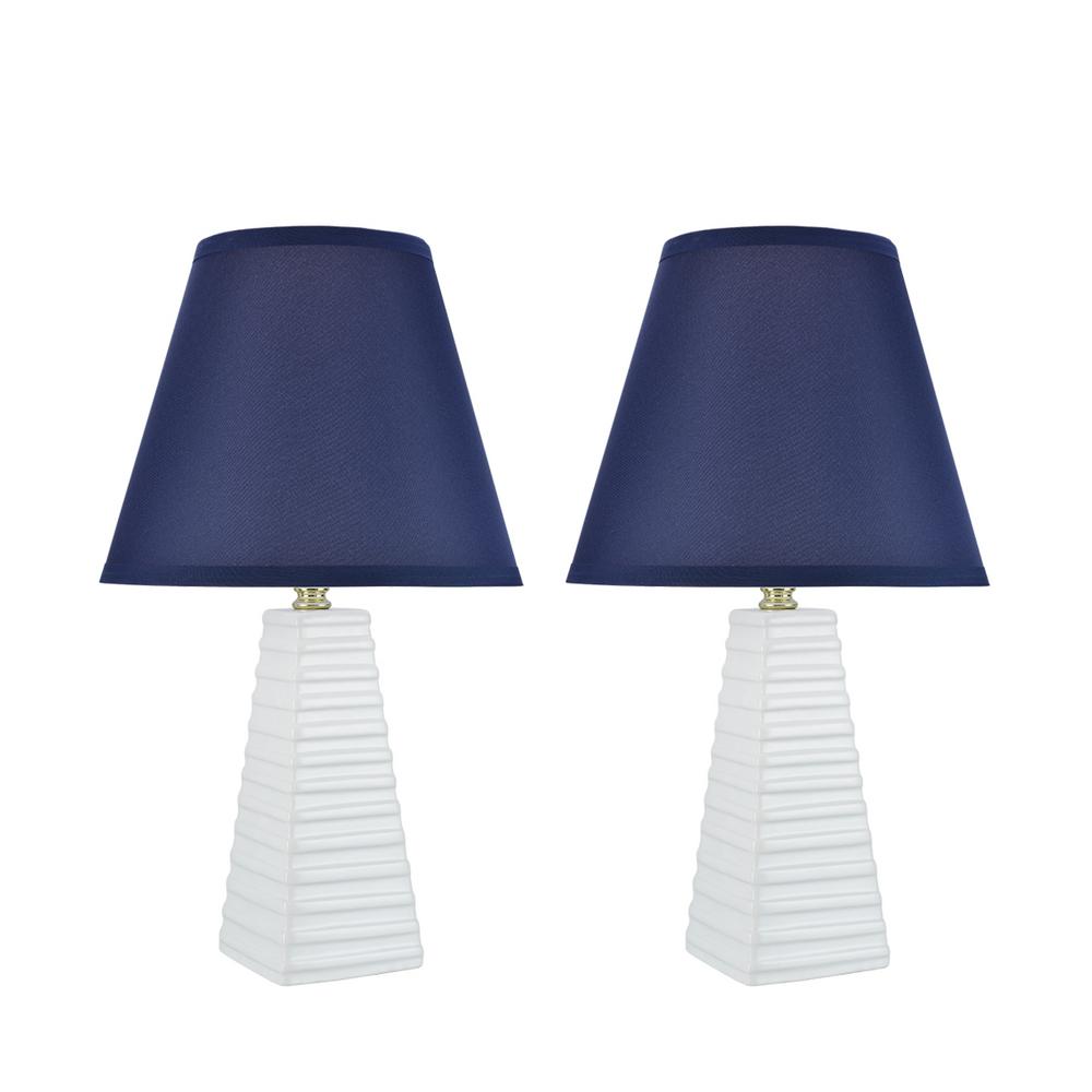 table lamp with blue shade