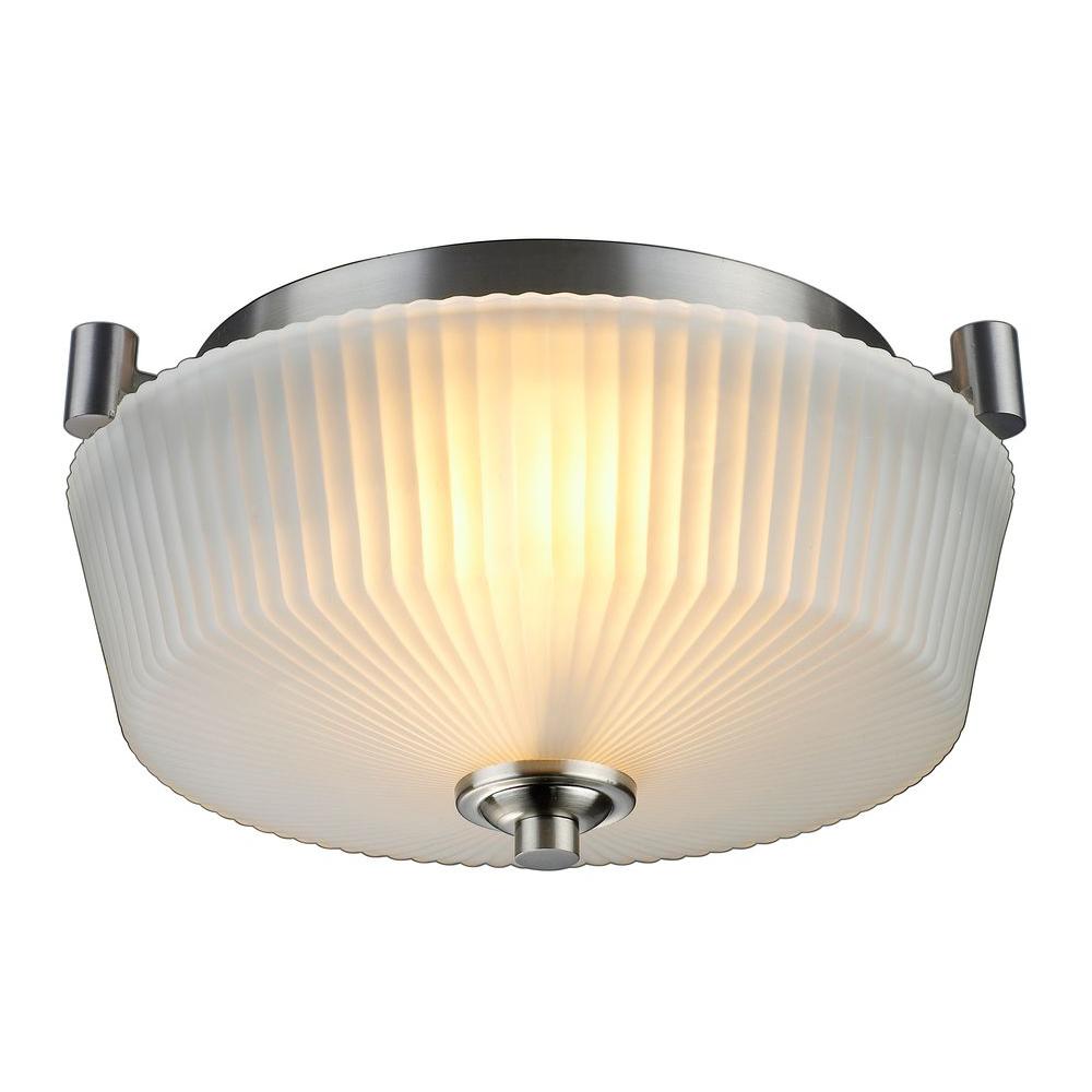 Hampton Bay Sheldon Collection 2 Light Brushed Nickel Flushmount Hampton Bay Sheldon Collection 2 Light Brushed Nickel Flushmount