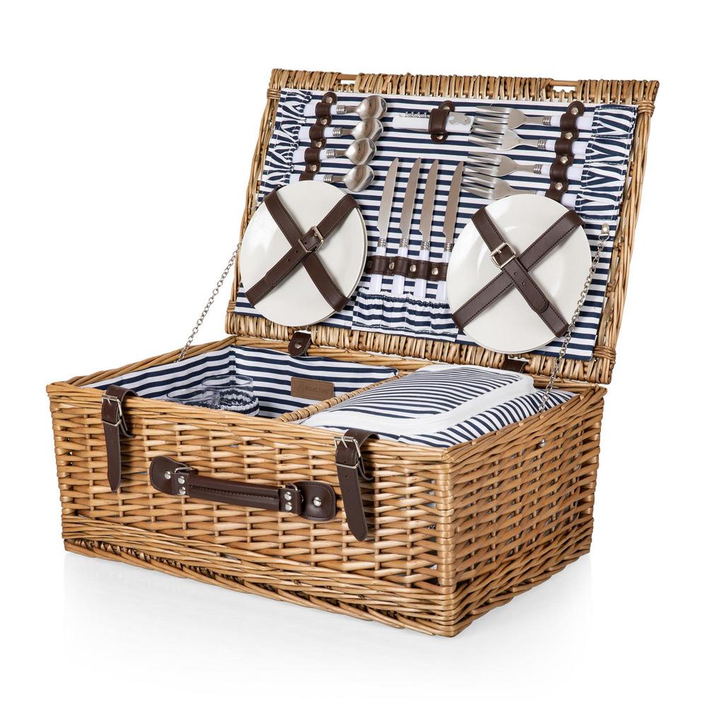 Belmont Navy and White Stripe Picnic Basket