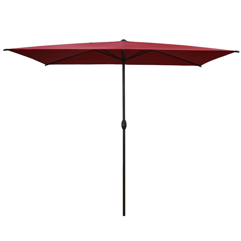 Abba Patio 6 5 Ft X 10 Ft Rectangular Market Push Tilt Patio Umbrella In Red Ap23386ctr The Home Depot