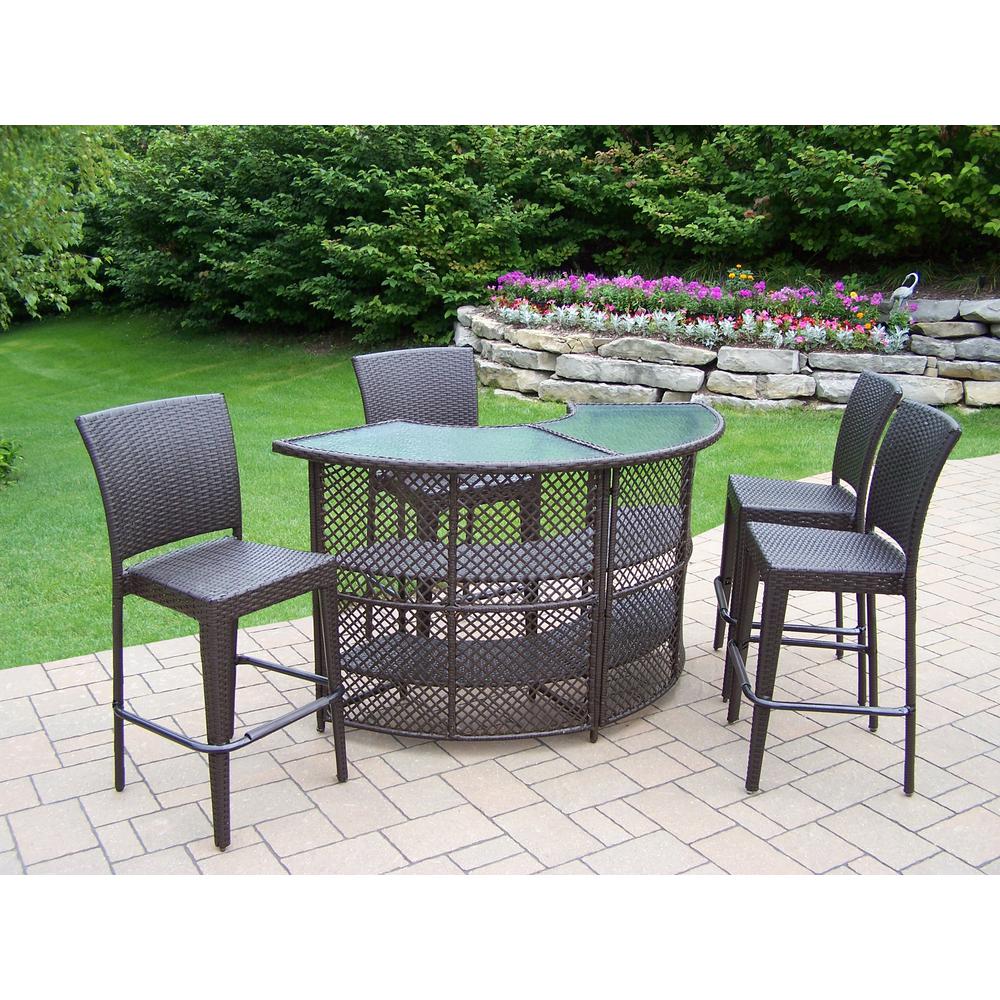 Glass Tabletop Outdoor Bar Sets Outdoor Bar Furniture The Home Depot