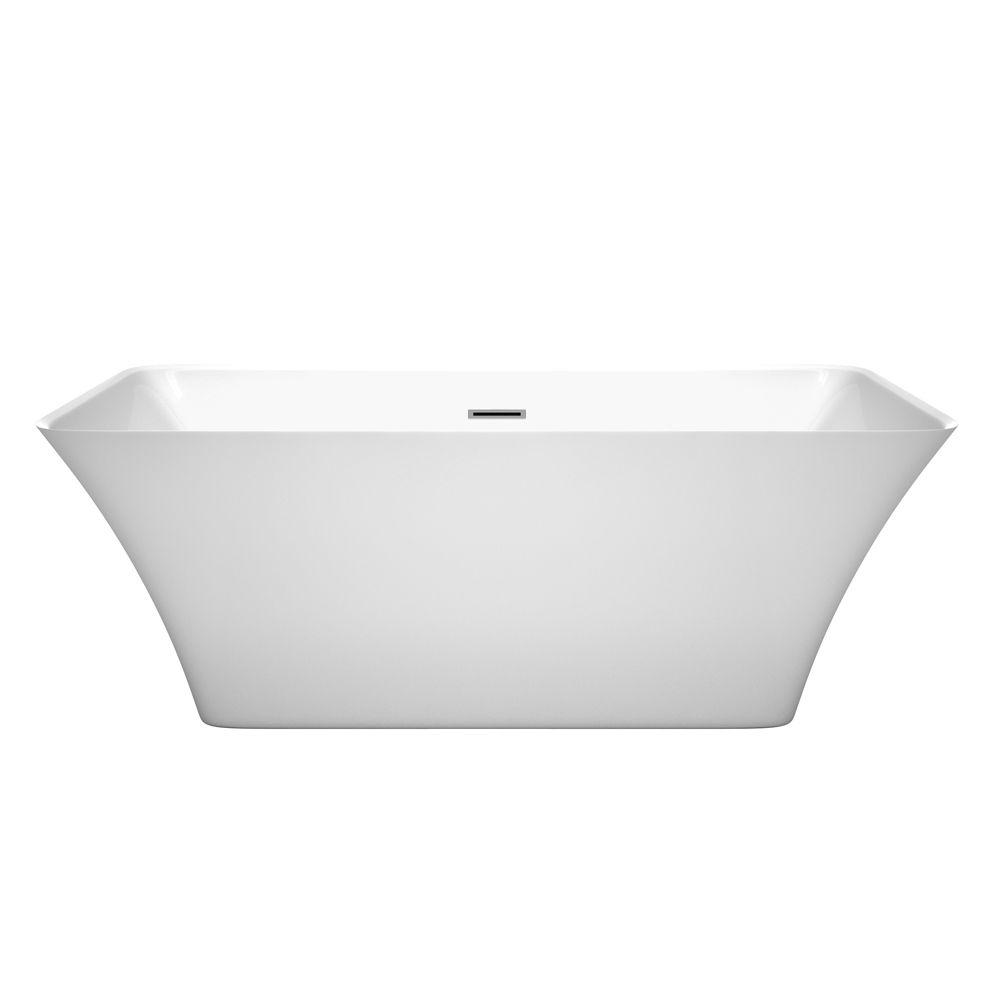 Wyndham Collection Tiffany 59 in. Acrylic Flatbottom Center Drain