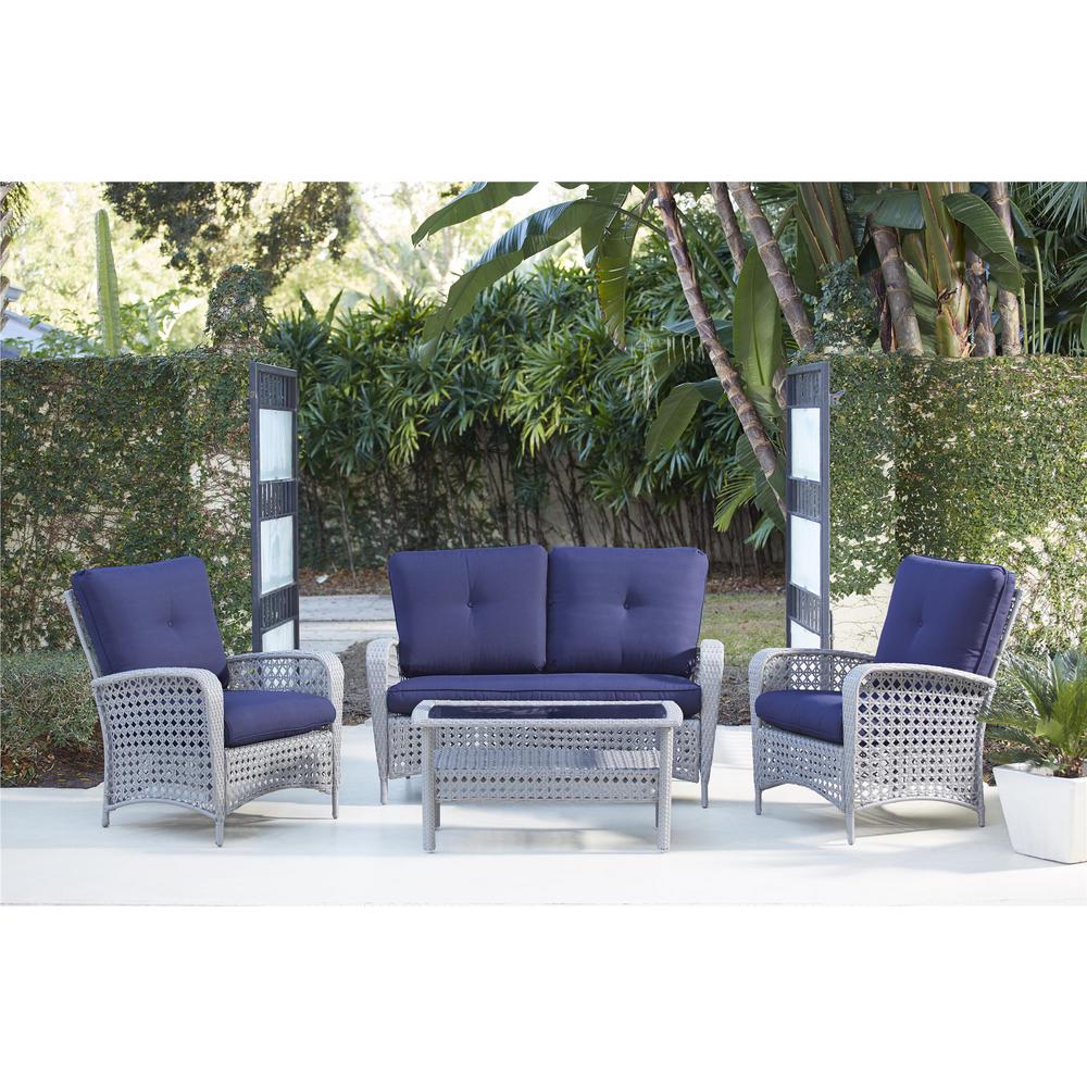 Cosco Lakewood Ranch 4-Piece Gray Resin Wicker Patio Conversation Set with... by Cosco