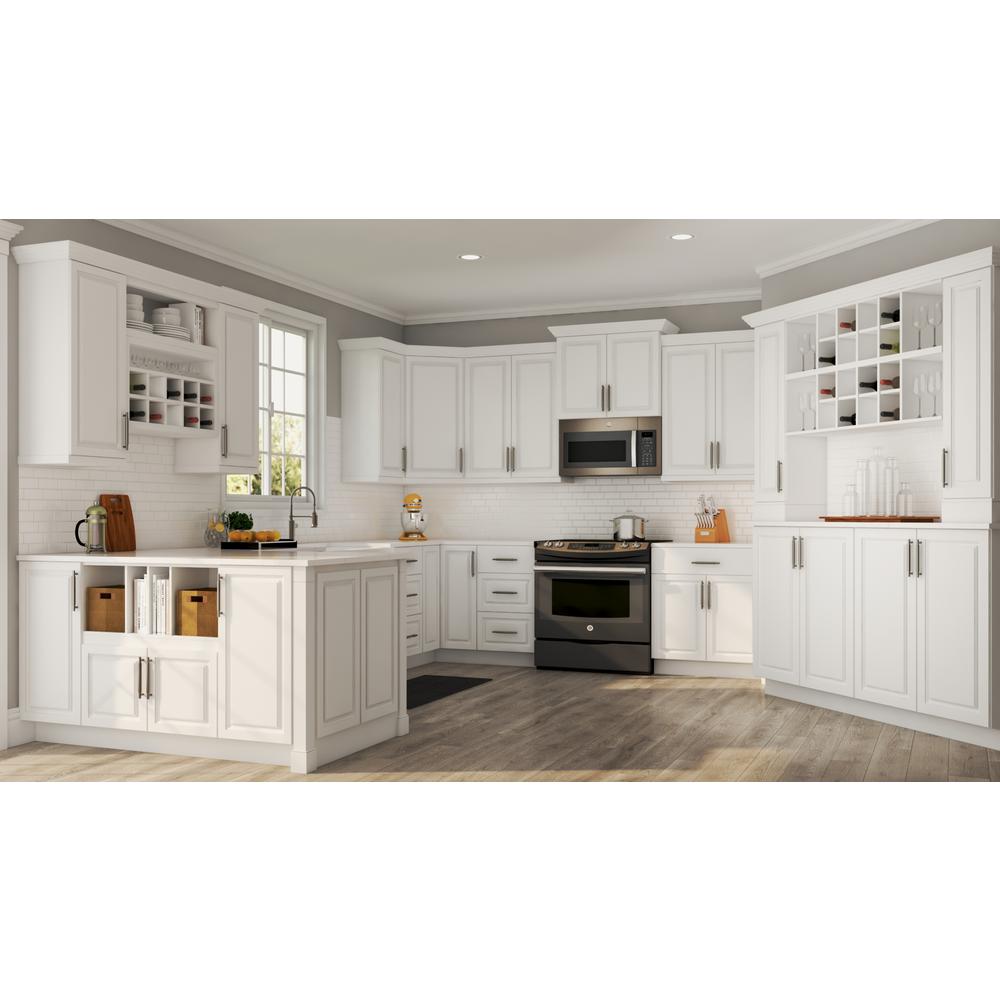 Hampton Bay Hampton Assembled 36x34 5x24 In Blind Base Corner Kitchen Cabinet In Satin White Kbbc45 Sw The Home Depot