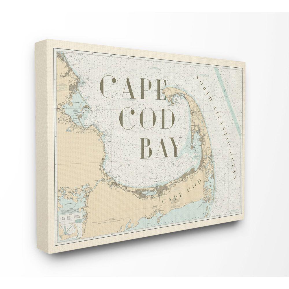 Stupell Industries Cape Cod Bay Beach Vintage Map Word Design By Daphne Polselli Canvas Wall Art 30 In X 24 In Cw 1710 Cn 24x30 The Home Depot