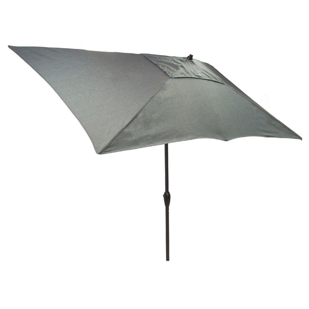 Hampton Bay 10 ft. x 6 ft. Aluminum Patio Umbrella in Peacock Java with