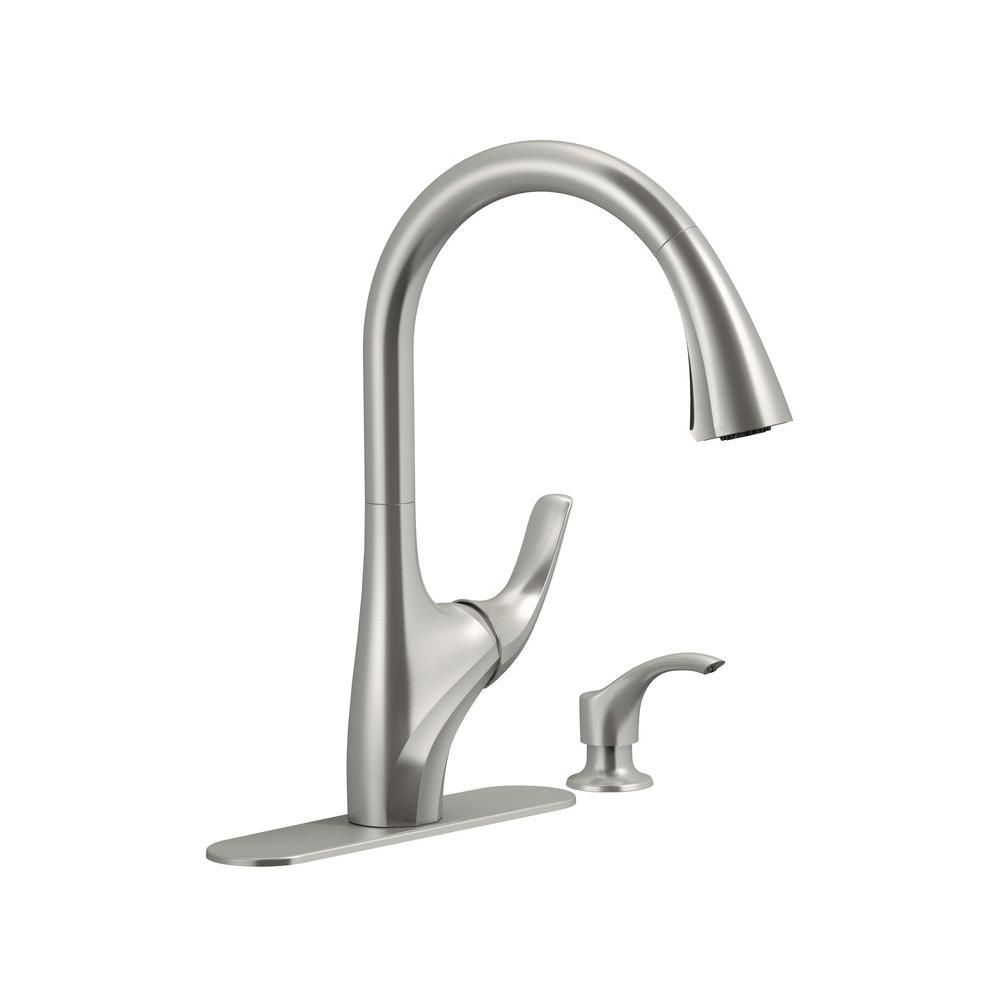 Kohler Sous Pro Style Single Handle Pull Down Sprayer Kitchen Faucet In Vibrant Stainless K