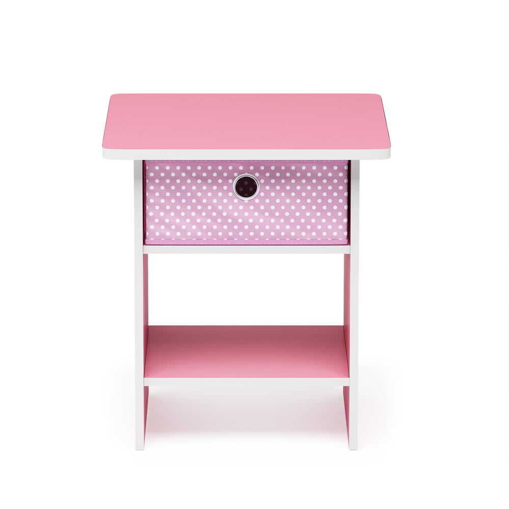 Furinno Home Living Pink Light Pink End Table Night Stand Storage Shelf With Bin Drawer 10004pi Lpi The Home Depot