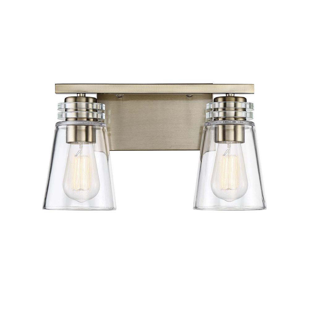 Filament Design 2 Light Noble Brass Bath Vanity With Clear Glass