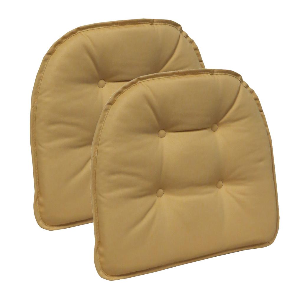 Gripper Non Slip 15 In X 16 Twill Cinder Toffee Yellow Tufted Twill Cinder Toffee Yellow Tufted Chair Cushions Set Of 2 41491 205ake The Home Depot