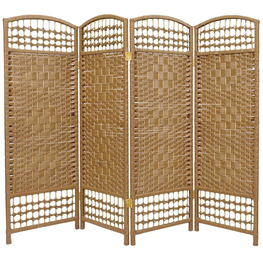 4 ft. Tall Fiber Weave Room Divider - Natural (4 Panels) - Oriental Furniture