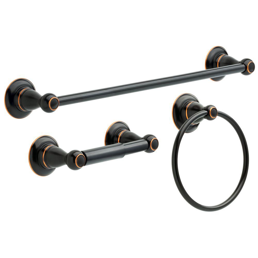 Towel Bar Set 24 Inch Bronze Black Hardware 4 Pieces ORB Towel Rod Toilet Paper Holders Robe Hook Wall Mounted WINCASE Oil Rubbed Bronze Bathroom Accessories