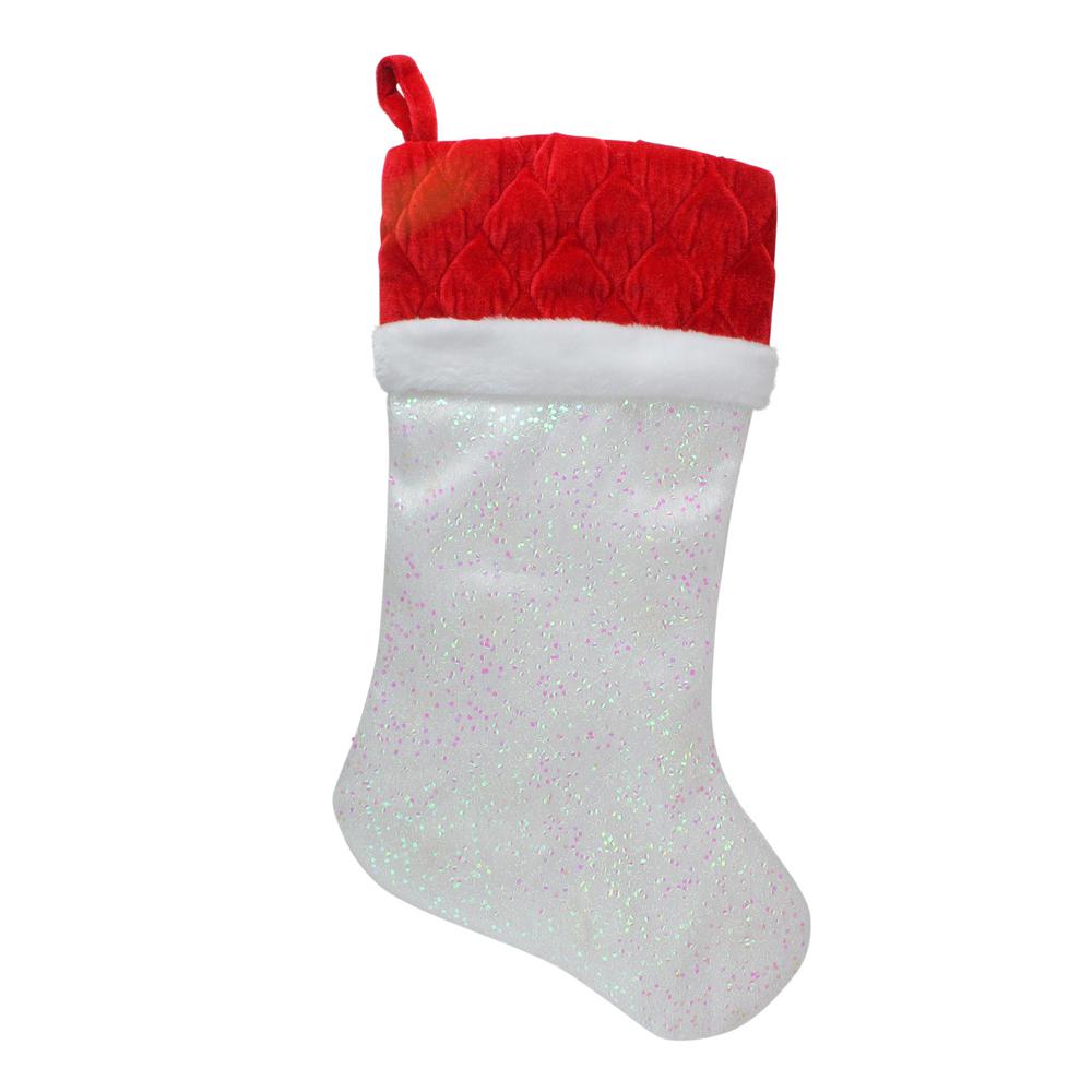 Northlight 19/” Ivory White Gold Foil /“Joy/” Christmas Stocking with White Faux Fur Cuff