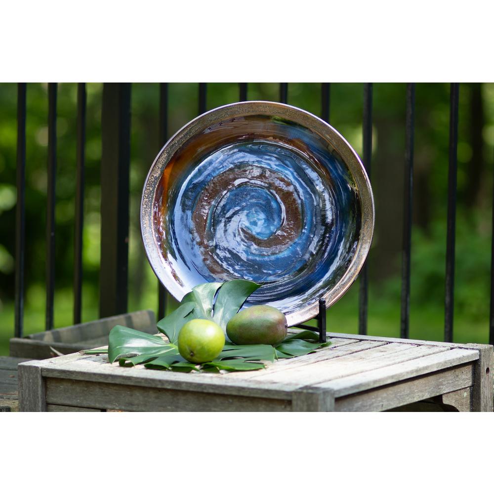 Patina Storm Swirled Plate With Stand 32024 The Home Depot