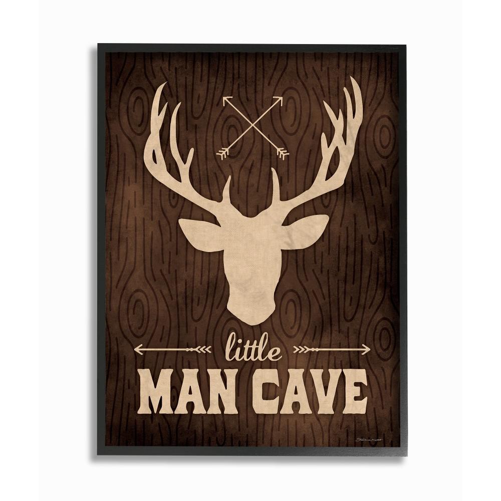 11 In X 14 In Little Man Cave Moose Wood Grain By Stephanie Workman Marrott Wood Framed Wall Art