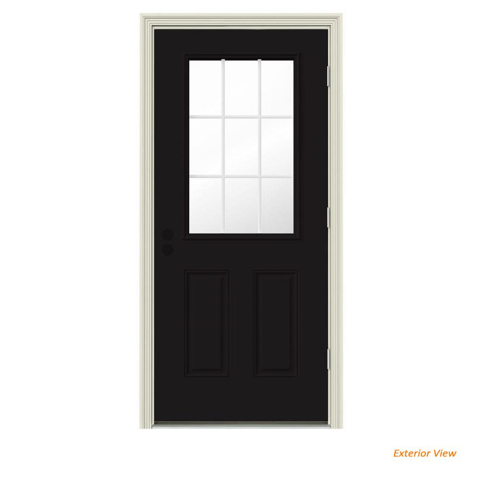 Jeld Wen 36 In X 80 In 9 Lite Black Painted W White Interior