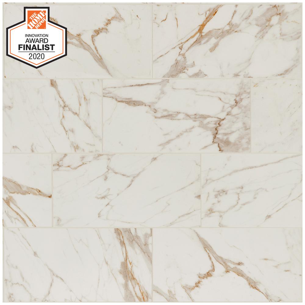 Reviews For Daltile Quictile 12 In X 24 In Calacatta Marble Polished Porcelain Locking Floor Tile 96 Sq Ft Case Qc011224clkhd1l The Home Depot