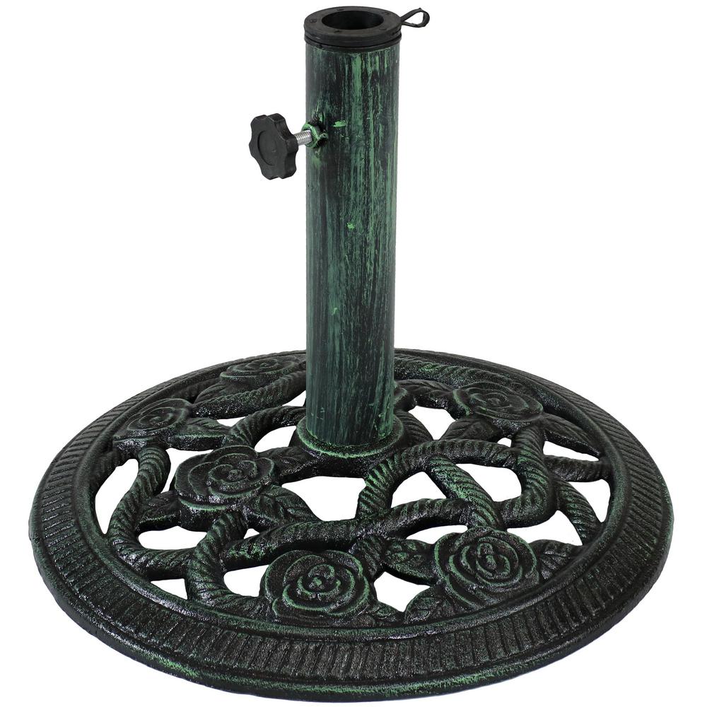 Sunnydaze Decor 16 In Cast Iron Patio Umbrella Base In Green With