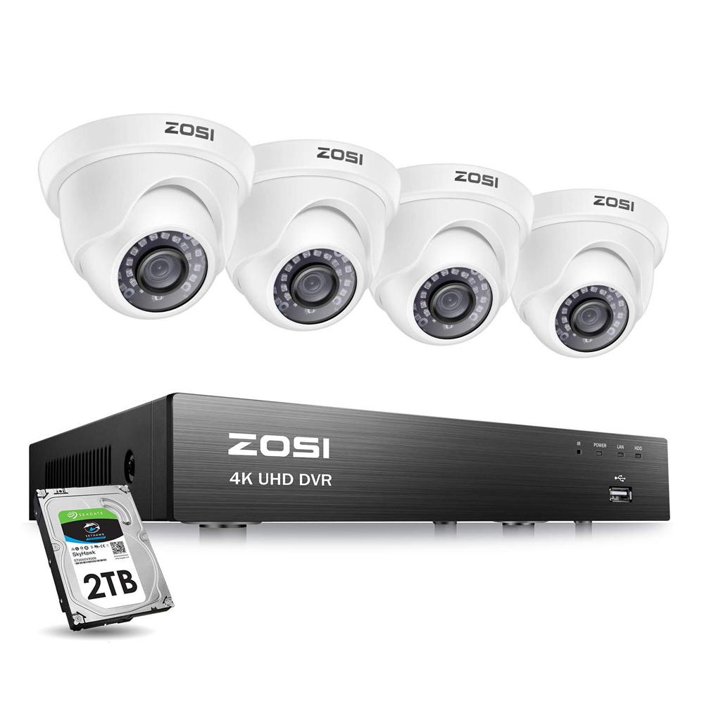 ZOSI 4K 8Channel 8MP 2TB Hard Drive DVR Surveillance System with 4