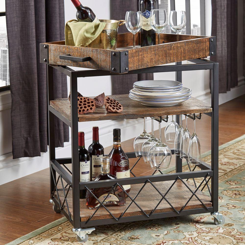 HomeSullivan Grove Place Distressed Cocoa Bar Cart with ...