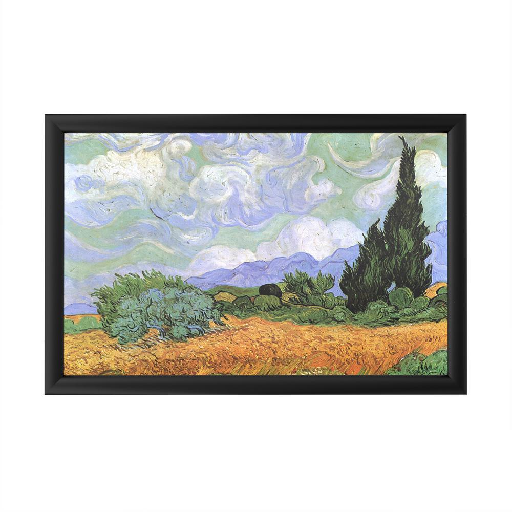 Trademark Fine Art Wheatfield With Cypresses 18 By Vincent Van Gogh Framed With Led Light Landscape Wall Art 16 In X 24 In Bl0004 B Led The Home Depot