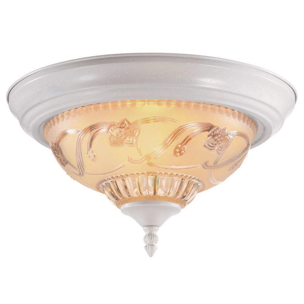 Hampton Bay 2 Light Textured White Flushmount Wb0372 The Home Depot Hampton Bay 2 Light Textured White Flushmount
