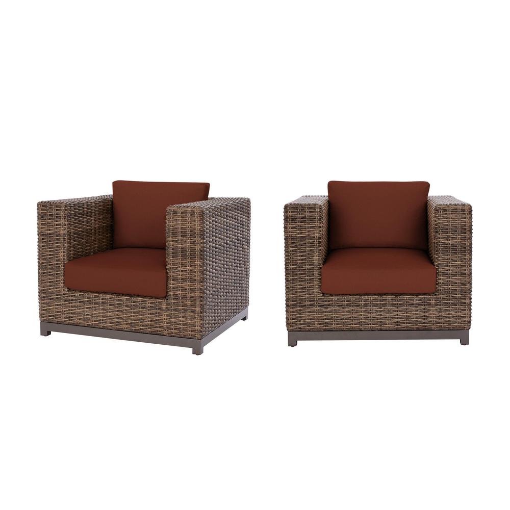 Hampton Bay Fernlake Taupe Wicker Outdoor Patio Stationary Lounge Chair