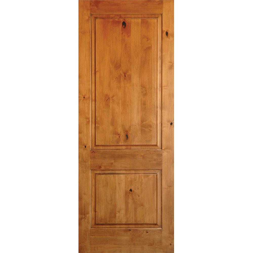 Krosswood Doors 24 In X 80 In Rustic Knotty Alder 2 Panel Square Top Solid Wood Stainable Interior Door Slab
