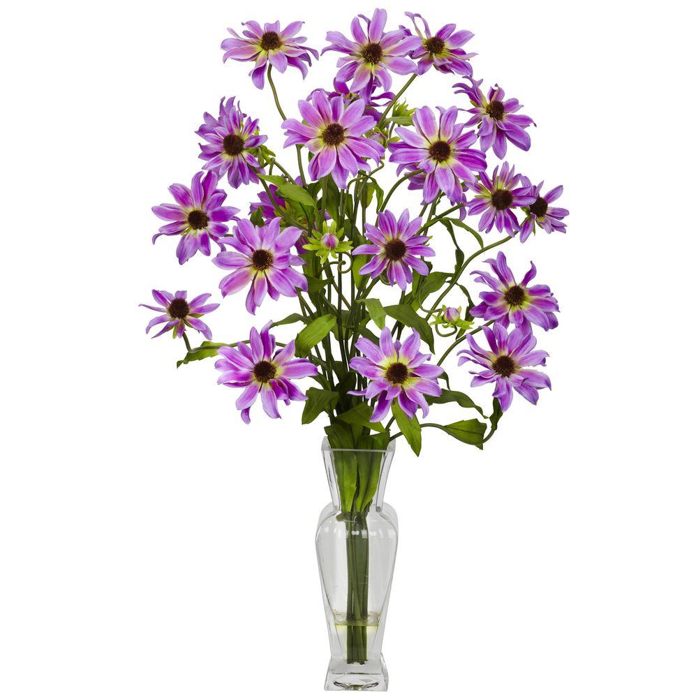 27 In H Purple Cosmos With Vase Silk Flower Arrangement 1172 Pp H Purple Cosmos With Vase Silk Flower Arrangement