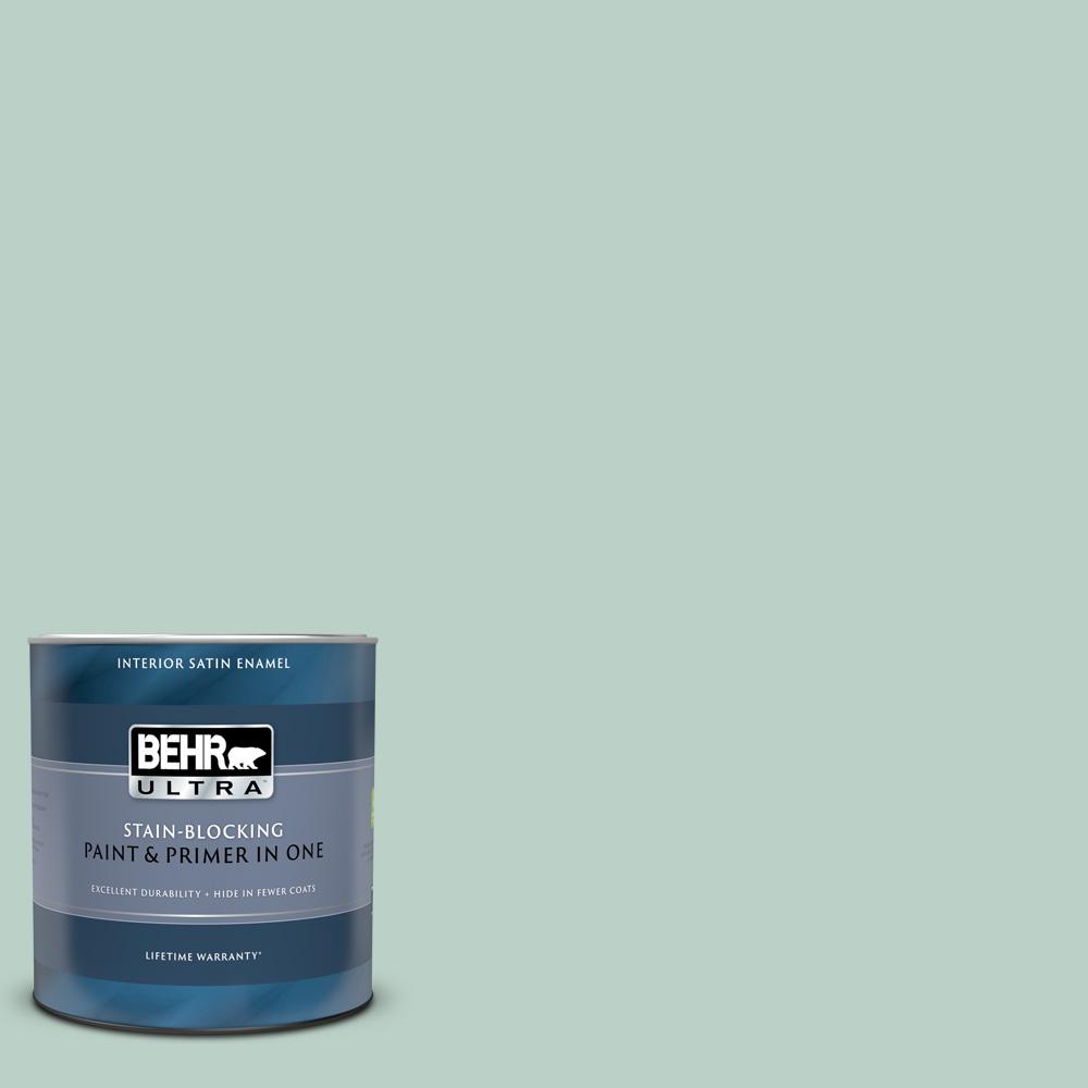 BEHR ULTRA 1 qt. #S420-2 Moon Glass Satin Enamel Interior Paint and ...