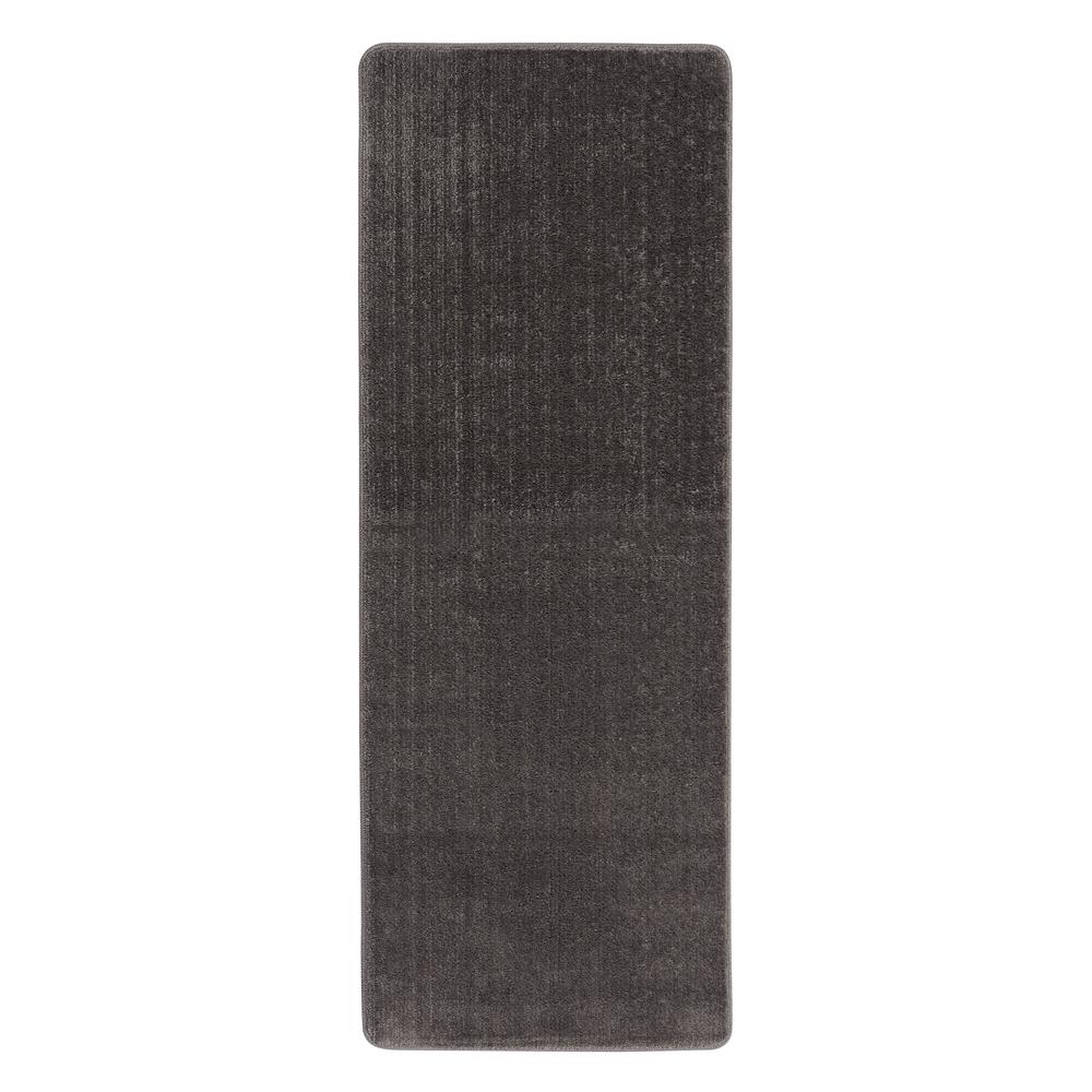 Ottomanson Solid Design Gray 2 Ft. 2 In. X 8 Ft. Non-slip Bathroom Rug 