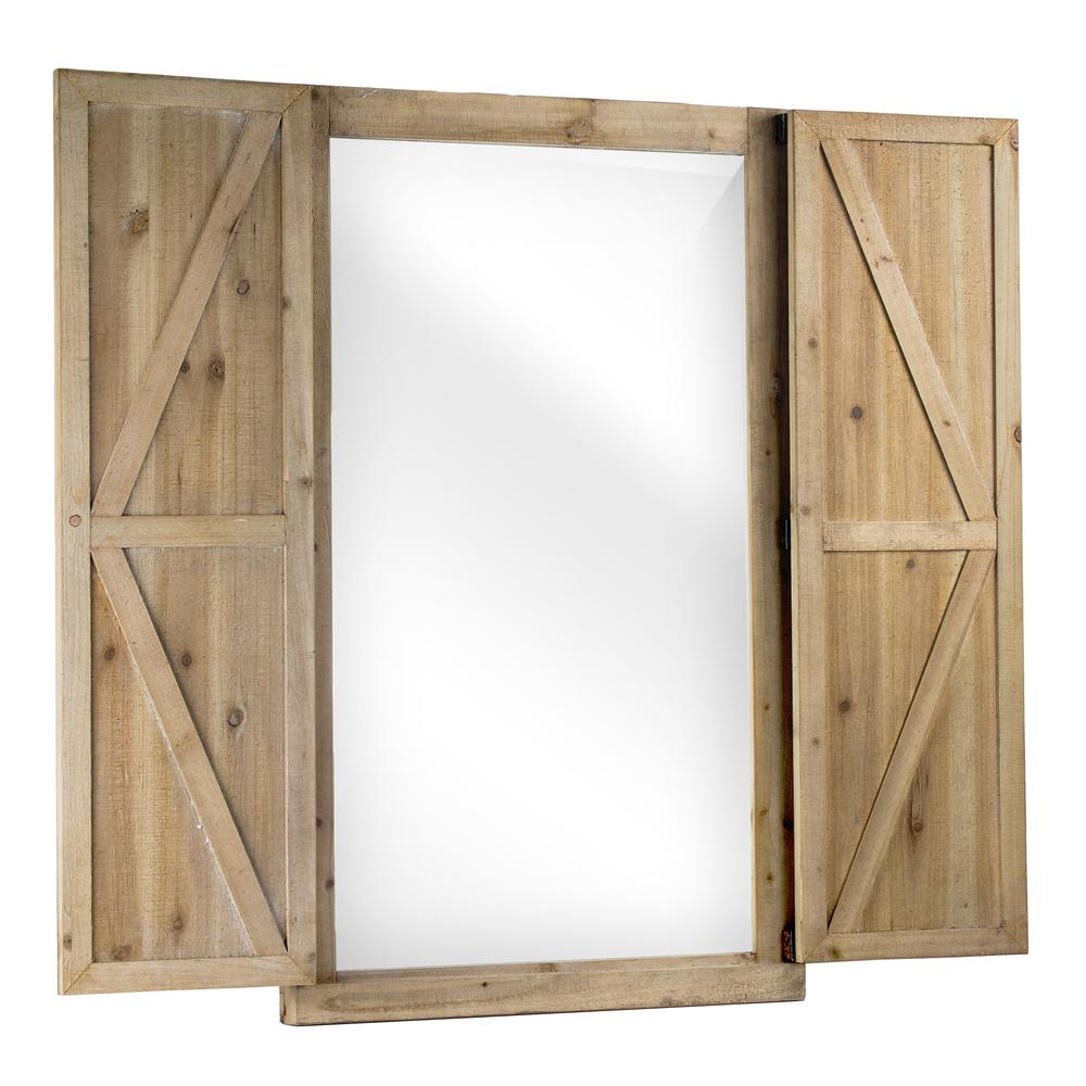 Crystal Art Gallery Shuttered Wall Mirror With Rustic Wooden