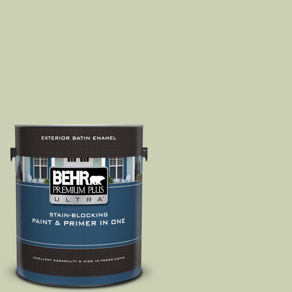 BEHR Premium Plus Ultra 1 gal. ECC122 Meadow Glen Satin Enamel Exterior Paint and Primer in