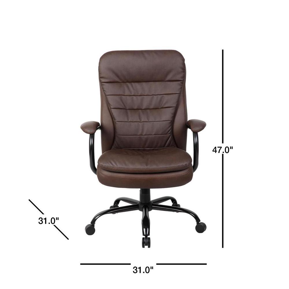 Boss Office Big And Tall High Back Chair Bomber Brown Leather Heavy Gauge Black Steel Frame 400 Lbs Capacity Pneumatic Lift B991 Bb The Home Depot
