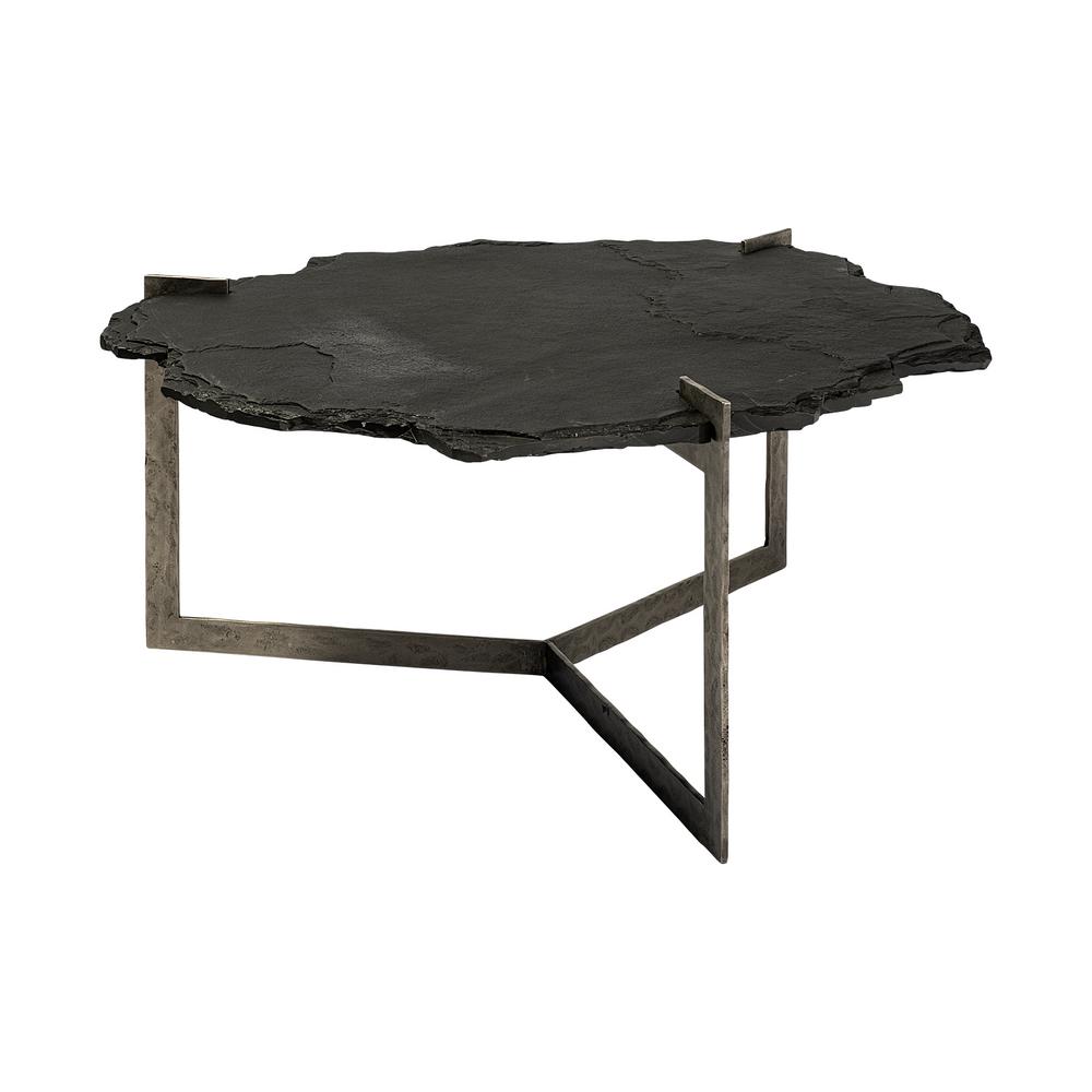 Mercana Shale Ii 17 5 In H Irregular Live Edge Slat With Flat Iron Base Coffee Table Top 69049 Ab The Home Depot