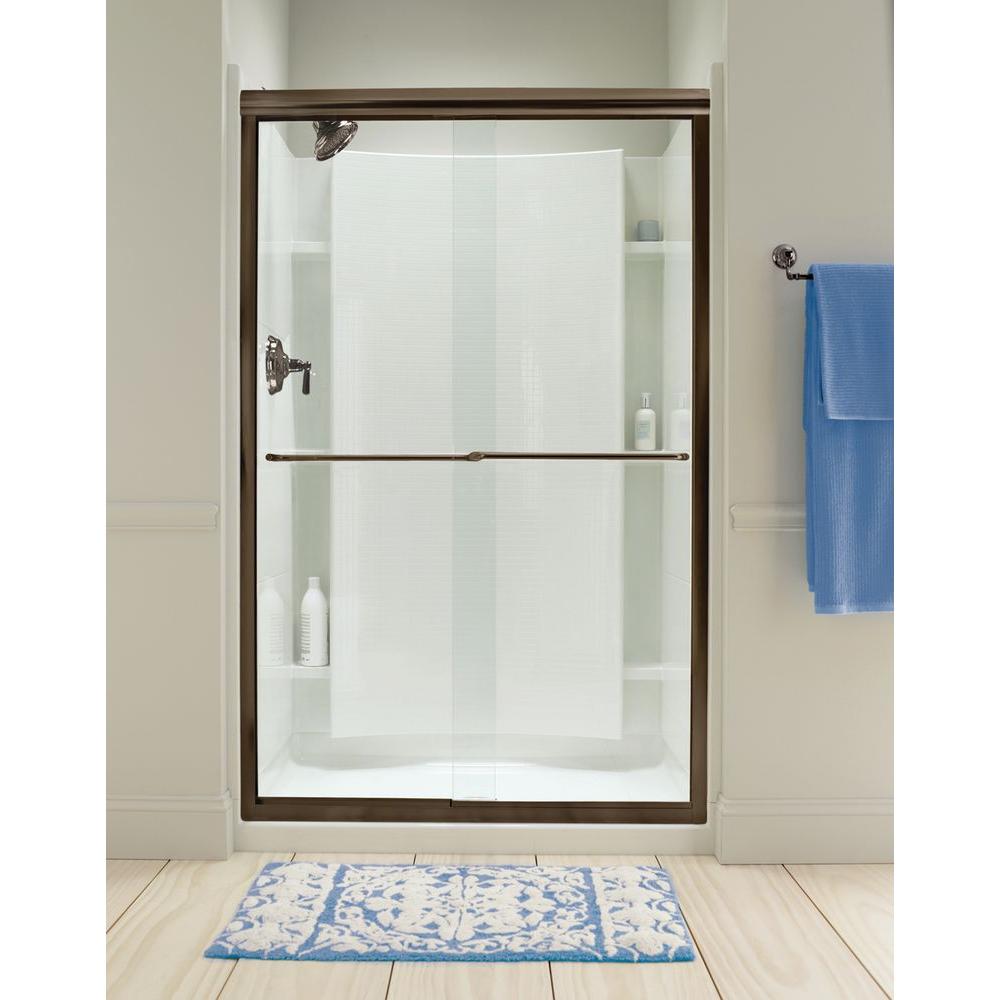 Sterling Finesse 47 5 8 In X 70 1 16 Semi Frameless Sliding Shower Door Deep Bronze With Handle