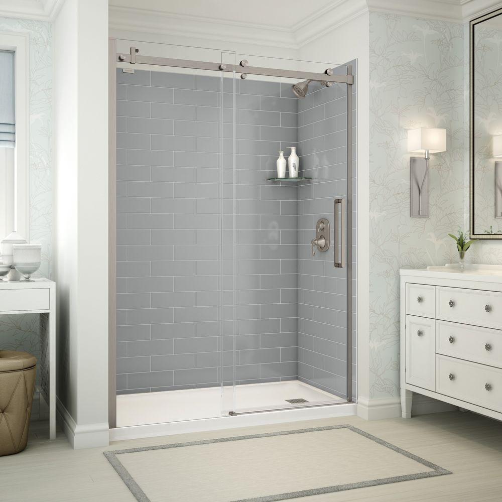 MAAX Reveal 30 in. x 60 in. x 76-1/2 in. Alcove Shower Stall in Chrome ...