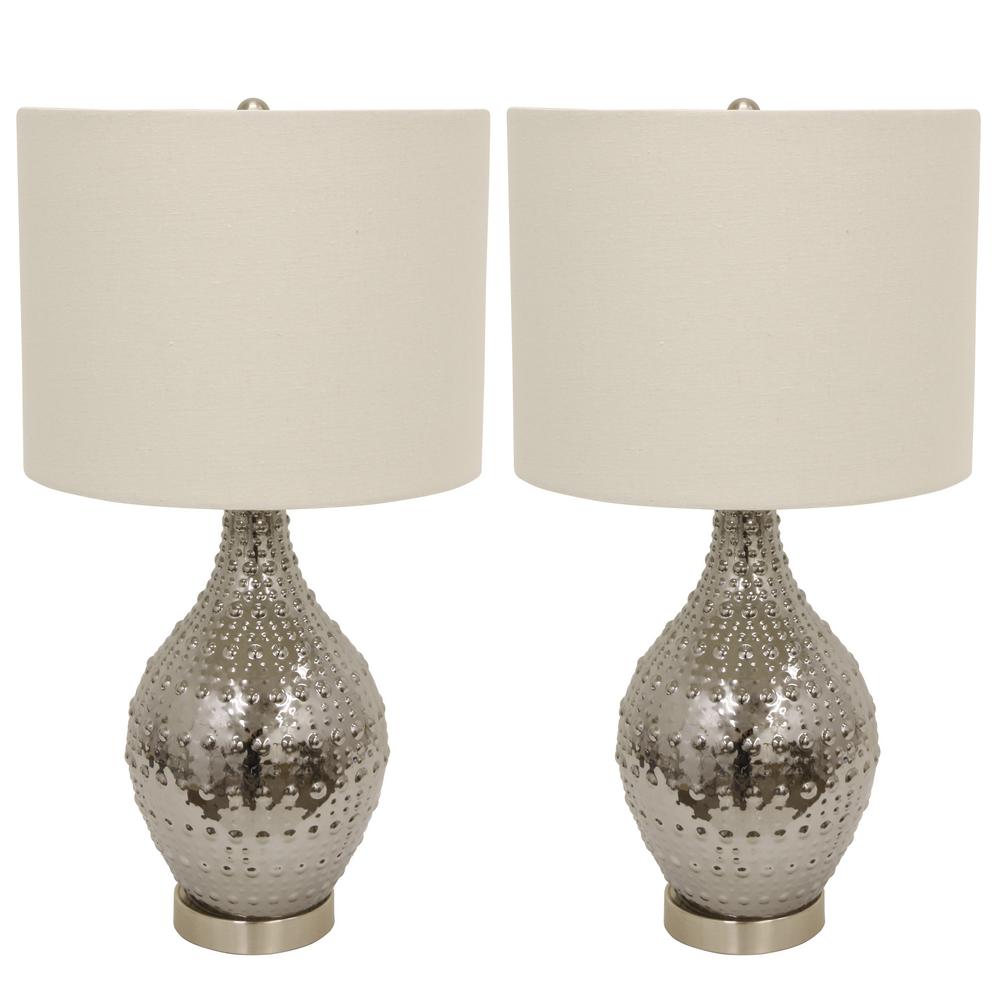 Decor Therapy Er Glass 24 5 In Silver Table Lamps With Shade Set Of 2
